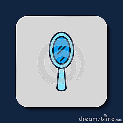 Filled outline Magic hand mirror icon isolated on blue background. Vector Vector Illustration