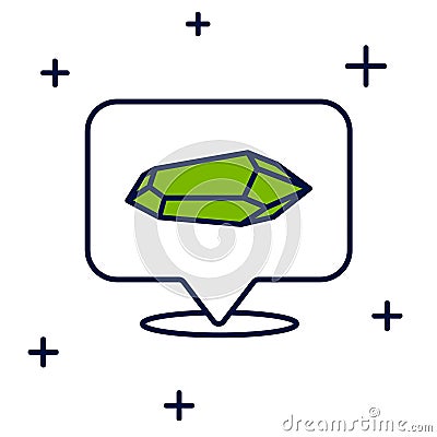 Filled outline Magic stone icon isolated on white background. Fantasy crystal. Jewelry gem for game. Vector Vector Illustration