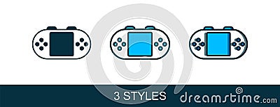 Filled outline Portable video game console icon isolated on white background. Handheld console gaming. Vector Stock Photo