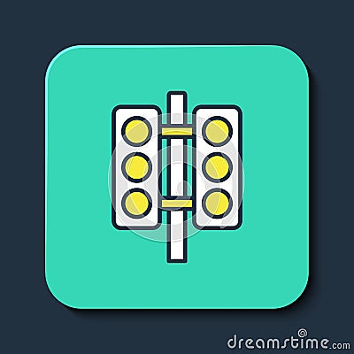 Filled outline Racing traffic light icon isolated on blue background. Turquoise square button. Vector Vector Illustration
