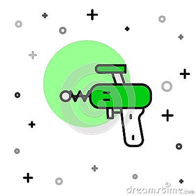 Filled outline Ray gun icon isolated on white background. Laser weapon. Space blaster. Vector Vector Illustration