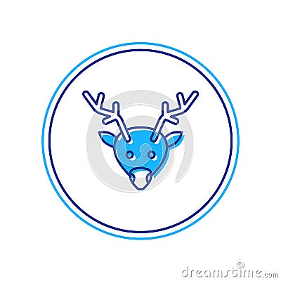 Filled outline Reindeer icon isolated on white background. Merry Christmas and Happy New Year. Vector Vector Illustration