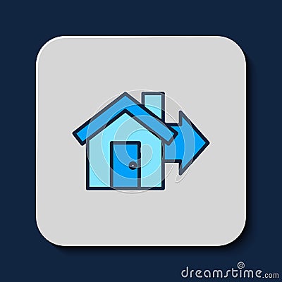 Filled outline Sale house icon isolated on blue background. Buy house concept. Home loan concept, rent, buying a Stock Photo