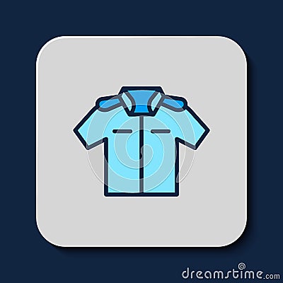 Filled outline Shirt icon isolated on blue background. Vector Stock Photo