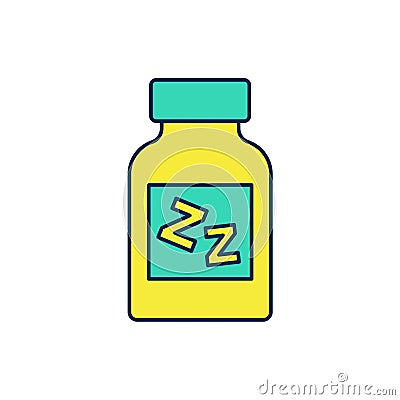Filled outline Sleeping pill icon isolated on white background. Vector Vector Illustration