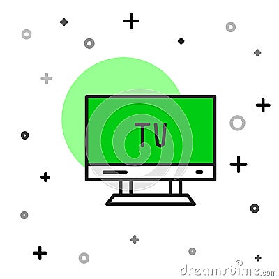 Filled outline Smart Tv icon isolated on white background. Television sign. Vector Stock Photo