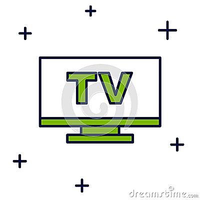 Filled outline Smart Tv icon isolated on white background. Television sign. Vector Stock Photo