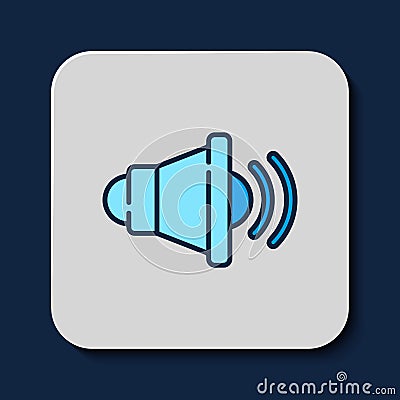 Filled outline Speaker volume, audio voice sound symbol, media music icon isolated on blue background. Vector Vector Illustration