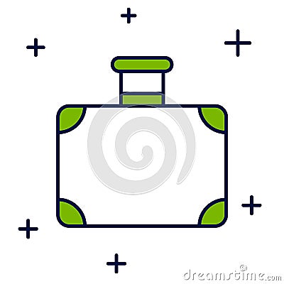 Filled outline Suitcase for travel icon isolated on white background. Traveling baggage sign. Travel luggage icon Vector Illustration