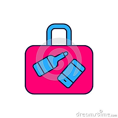 Filled outline Suitcase for travel icon isolated on white background. Traveling baggage sign. Travel luggage icon Stock Photo