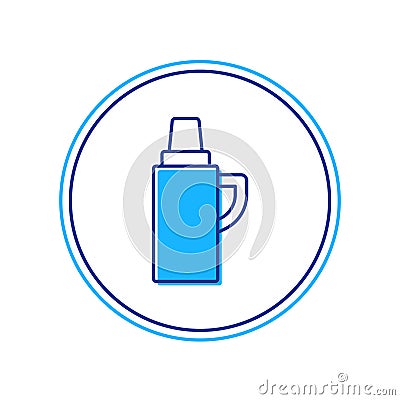 Filled outline Thermos container icon isolated on white background. Thermo flask icon. Camping and hiking equipment Vector Illustration