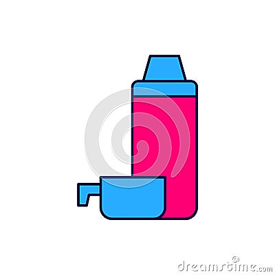 Filled outline Thermos container icon isolated on white background. Thermo flask icon. Camping and hiking equipment Stock Photo