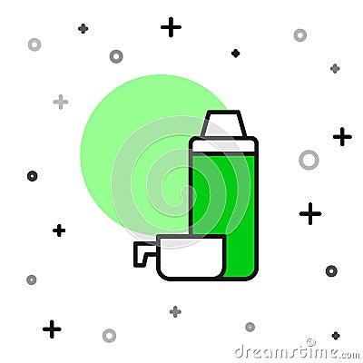 Filled outline Thermos container icon isolated on white background. Thermo flask icon. Camping and hiking equipment Vector Illustration