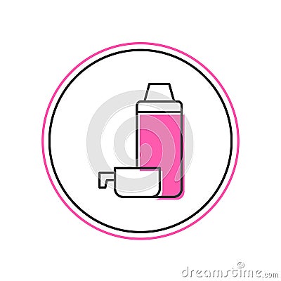 Filled outline Thermos container icon isolated on white background. Thermo flask icon. Camping and hiking equipment Vector Illustration