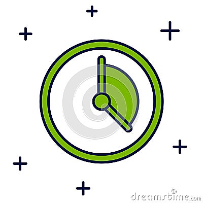 Filled outline Time Management icon isolated on white background. Clock sign. Productivity symbol. Vector Vector Illustration