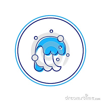 Filled outline Tsunami icon isolated on white background. Flood disaster. Stormy weather by seaside, ocean or sea wave Vector Illustration