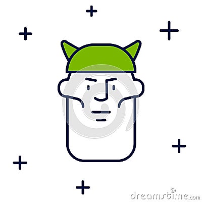 Filled outline Viking head icon isolated on white background. Vector Vector Illustration