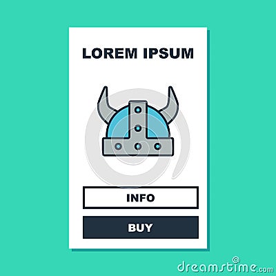 Filled outline Viking in horned helmet icon isolated on turquoise background. Vector Vector Illustration