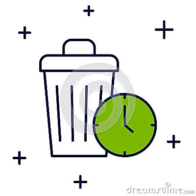 Filled outline Waste of time icon isolated on white background. Trash can. Garbage bin sign. Recycle basket icon. Office Vector Illustration