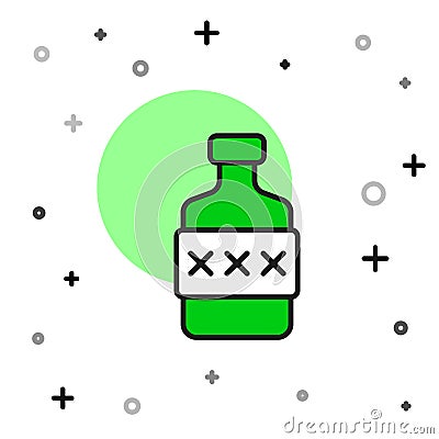 Filled outline Whiskey bottle icon isolated on white background. Vector Stock Photo