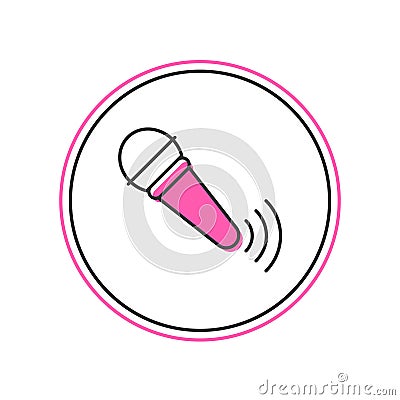 Filled outline Wireless microphone icon isolated on white background. On air radio mic microphone. Speaker sign. Vector Vector Illustration