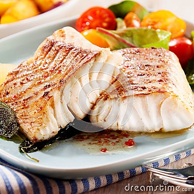 Fillets of savory marinated pollock Stock Photo