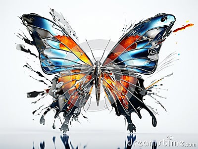 Film with bright metal butterfly isolated on white Made With Generative AI illustration Cartoon Illustration