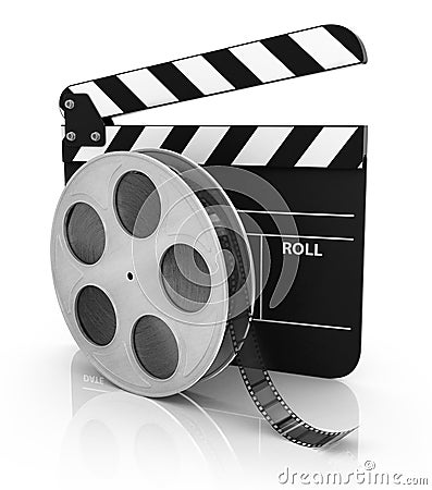 Film and Clapper board Stock Photo