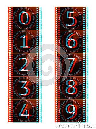 Isolated film countdown numbers. Vector Illustration Vector Illustration