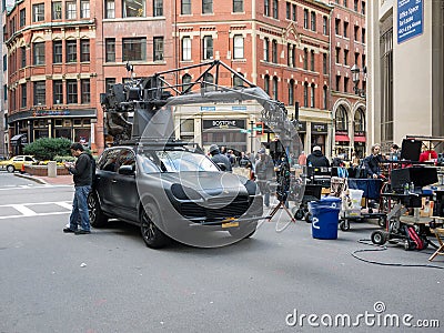 Film Crew filming a movie on location RIPD Editorial Stock Photo