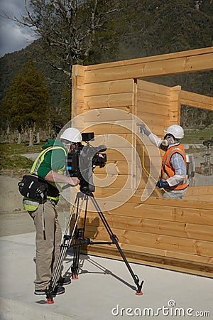 Film crew at work Stock Photo