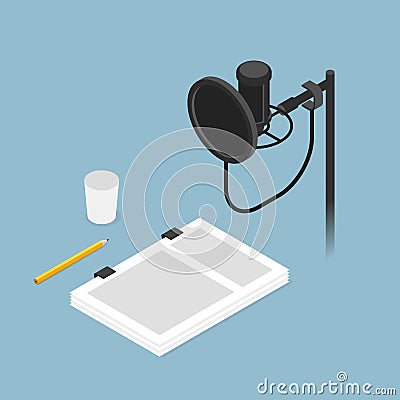 Film Dubbing Isometric Illustration Vector Illustration