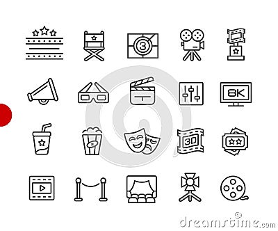 Film Industry and Theater Icons // Red Point Series Vector Illustration