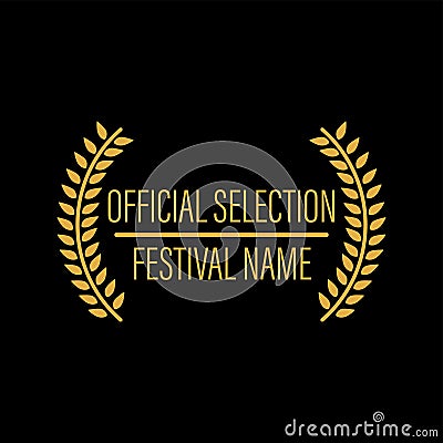 Film movie award vector. laurel festival winner wreath. best cinema star icon. gold logo. celebrity branch prize. academy Stock Photo