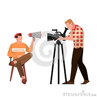 Film and movie director sitting on the chair Vector Illustration