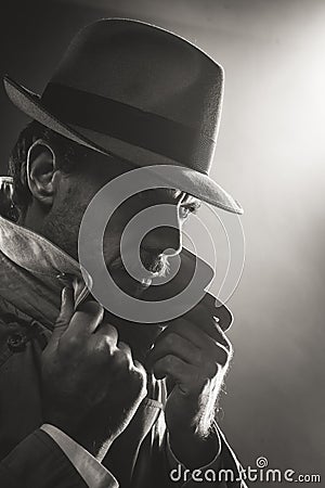 Film noir detective portrait Stock Photo