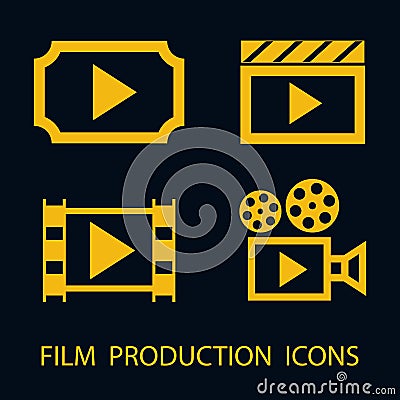 Film production flat icon set Vector Illustration