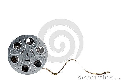 Film reel with a film strip 3d render on white no shadow Stock Photo