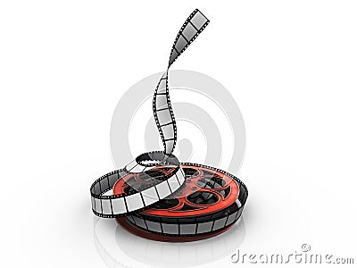 Film reel isolated on white Cartoon Illustration