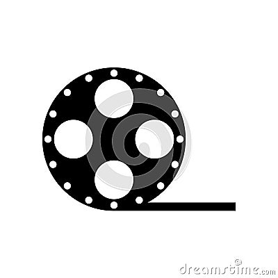 Film roll side view icon vector sign and symbol isolated on whit Vector Illustration