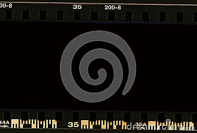 35mm film frames strip scanned with signs of usage on bezel Stock Photo