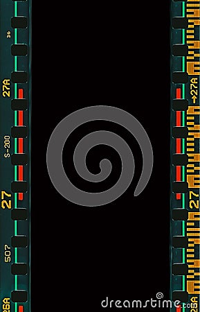 35mm film frames strip scanned with signs of usage on bezel Stock Photo