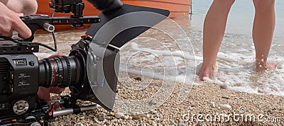 Film shoot on the beach Editorial Stock Photo