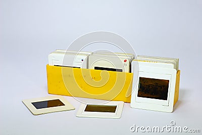 Vintage film slides photo on white background Stock Photo