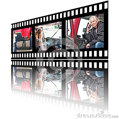 Film Stip Images of Woman Truck Driver Stock Photo