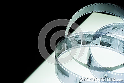 Film Strip on lightbox, oblique view with copy space Stock Photo
