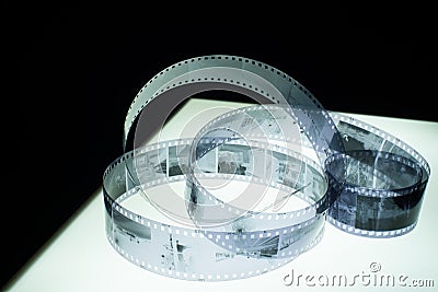 35mm film on light table Stock Photo