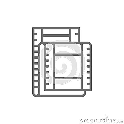 Film strip, cinema frames line icon. Isolated on white background Vector Illustration