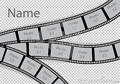 Film strip photo frame effect template collage Vector Illustration