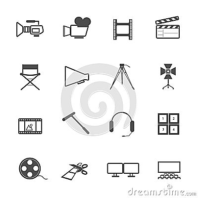 Filming tool Icons movie Vector Illustration